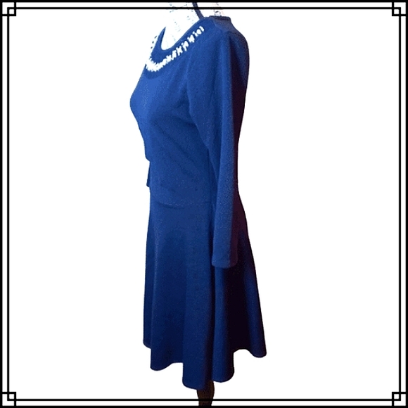 Pinc Cobalt Blue Fit & Flare Mini Skater Dress Size Med - Picture 4 of 6